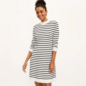 LOFT Striped Ruffle Trim Sweater Dress
